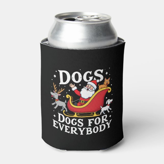Dogs For Everybody Santa Funny Christmas Xmas (2) Can Cooler (Can Front)
