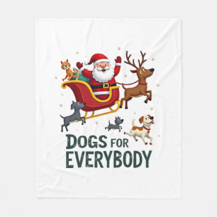 Dogs For Everybody Santa Funny Christmas Xmas (2) Fleece Blanket