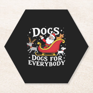 Dogs For Everybody Santa Funny Christmas Xmas (2) Paper Coaster