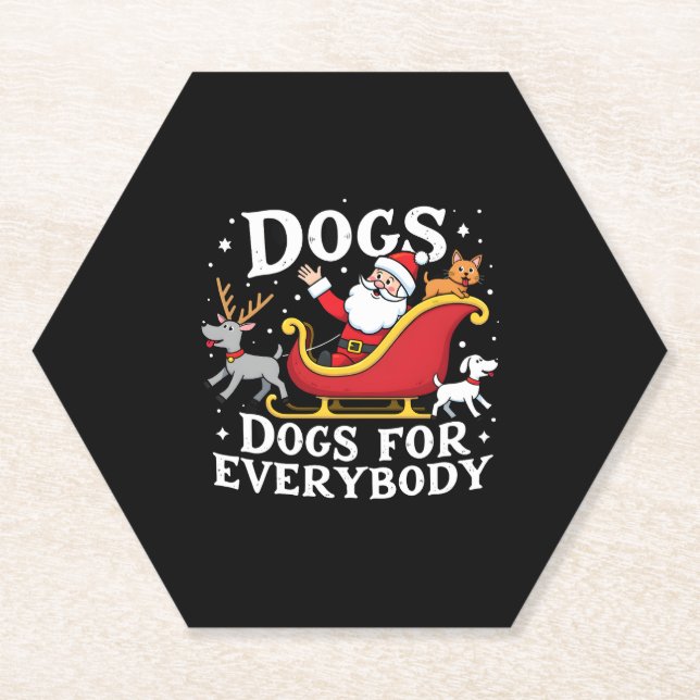 Dogs For Everybody Santa Funny Christmas Xmas (2) Paper Coaster (Front)