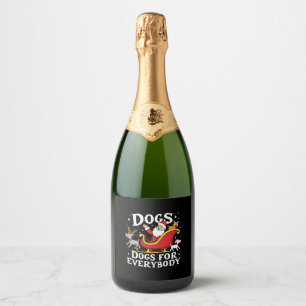 Dogs For Everybody Santa Funny Christmas Xmas (2) Sparkling Wine Label