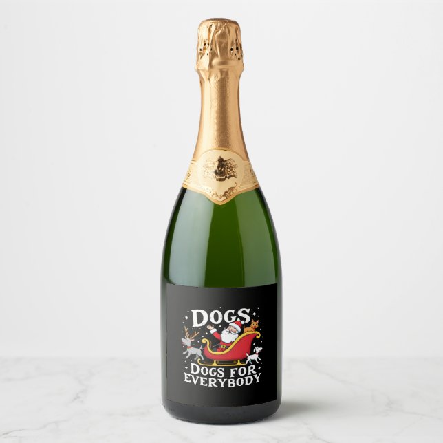 Dogs For Everybody Santa Funny Christmas Xmas (2) Sparkling Wine Label (Front)