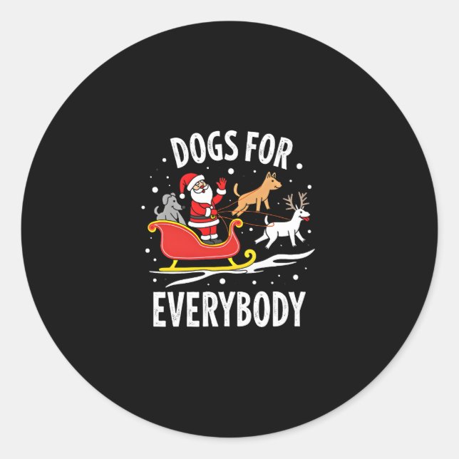 Dogs For Everybody Santa Funny Christmas Xmas (3) Classic Round Sticker (Front)