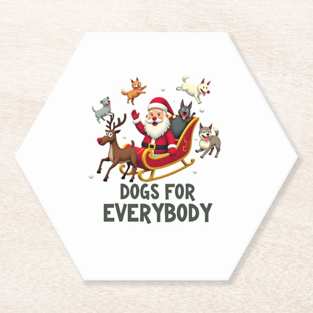 Dogs For Everybody Santa Funny Christmas Xmas (3) Paper Coaster (Front)