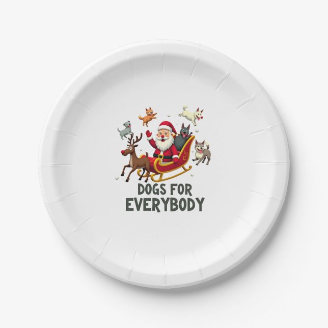 Dogs For Everybody Santa Funny Christmas Xmas (3) Paper Plate (Front)