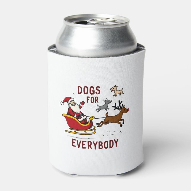Dogs For Everybody Santa Funny Christmas Xmas Can Cooler (Can Front)