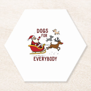 Dogs For Everybody Santa Funny Christmas Xmas Paper Coaster