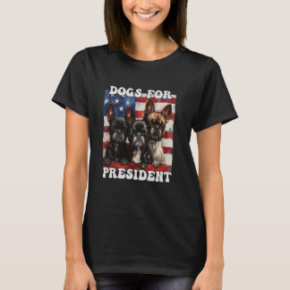 Dogs For President 2024 Election American Flag Vin T-Shirt