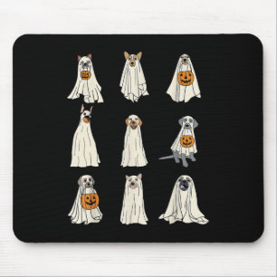 Dogs Ghost Cute Dogs Dressed As Ghost Funny Hallow Mouse Mat