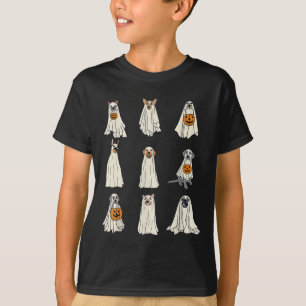 Dogs Ghost Cute Dogs Dressed As Ghost Funny Hallow T-Shirt