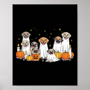 Dogs Ghosts Cute Dogs Dressed As Ghost Funny Hallo Poster