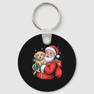 Dogs Golden Retriever Puppy Santa Christmas Funny Key Ring