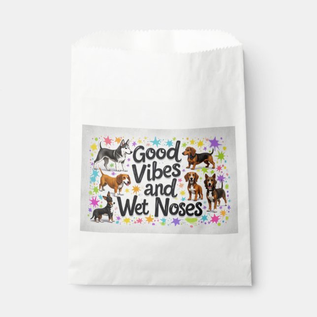 Dogs, Good Vibes and Wet Noses Playful doodles Favour Bags (Front)