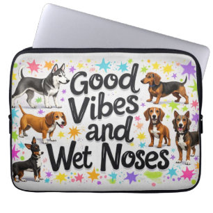 Dogs, Good Vibes and Wet Noses Playful doodles Laptop Sleeve