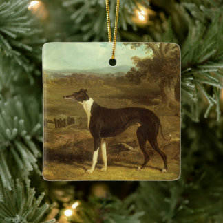 Dogs, Greyhound and Spaniel, Doctor Fop by Herring Ceramic Tree Decoration