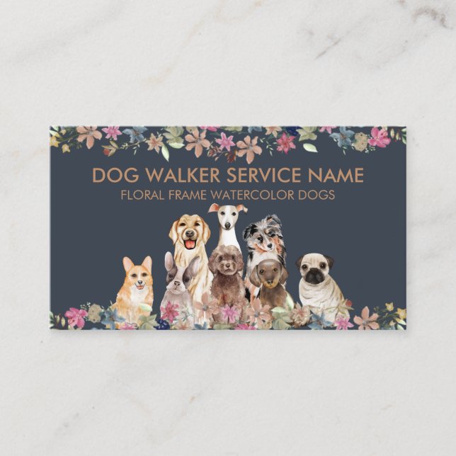 Dogs Greyhound Poodle Aussie Pug Corgi Yorkie Business Card (Front)