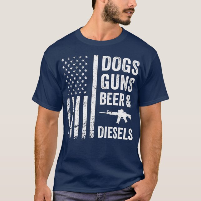DOGS GUNS BEER  DIESELS  Diesel Truck Mechanic T-Shirt (Front)