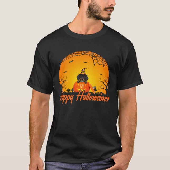 Dogs  Happy Halloweiner Dachshund Halloween T-Shirt (Front)
