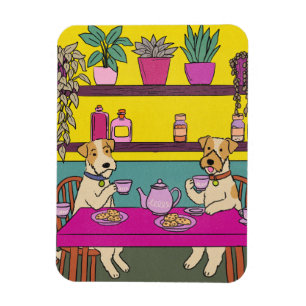 Dogs having afternoon tea magnet