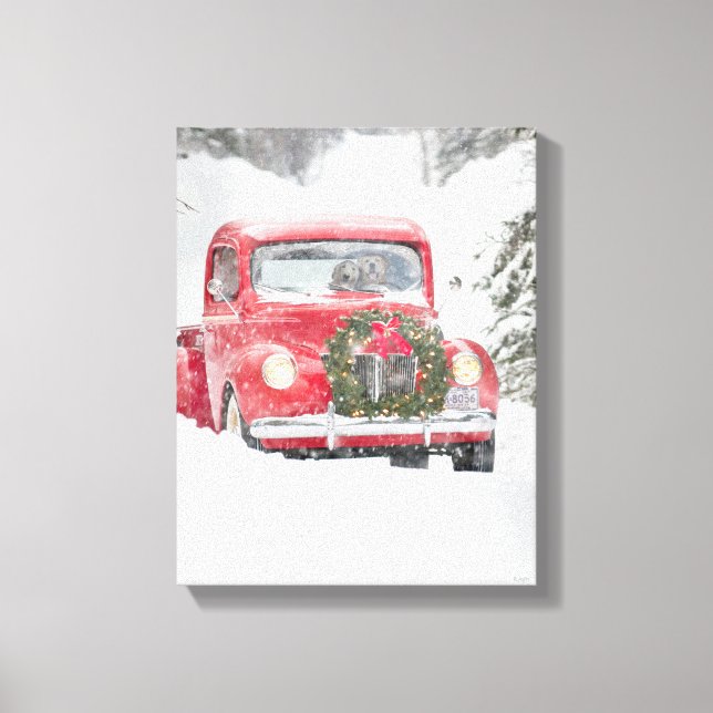 Dogs in a Truck Canvas Print (Front)