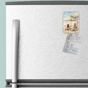 Dogs in Adirondack Chairs Pastel Beach Scene Magnet