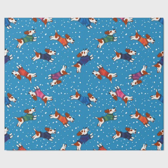 Dogs In Colourful Sweaters Pattern Wrapping Paper (Seam)