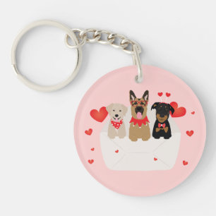 Dogs In Envelope Love Key Ring