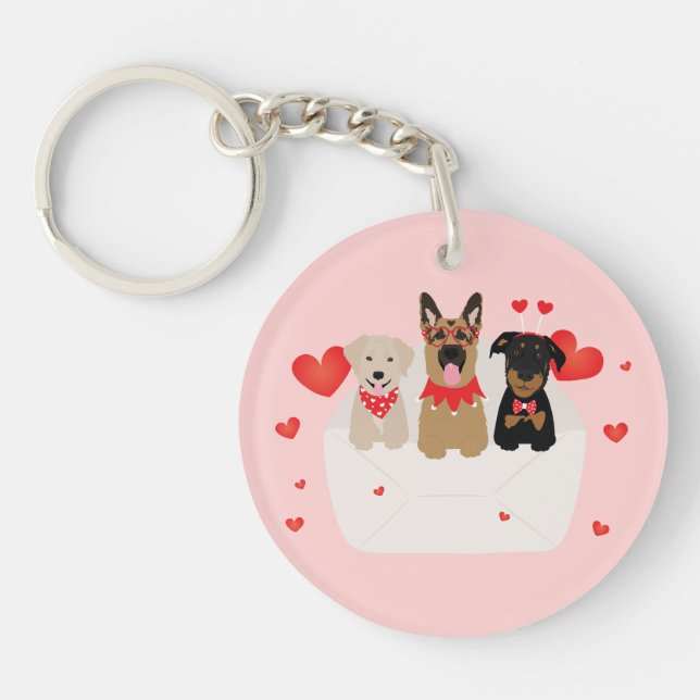Dogs In Envelope Love Key Ring (Front)