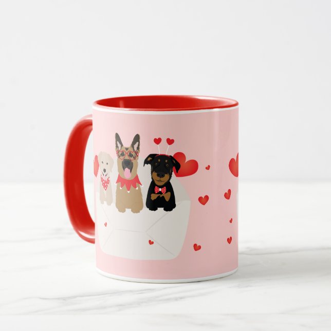 Dogs In Envelope Love Mug (Front Left)