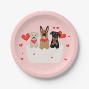 Dogs In Envelope Love Paper Plate