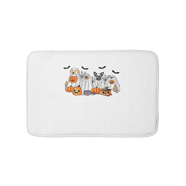 Dogs in Ghost Costumes Halloween Classic T-Shirt Bath Mat (Front)