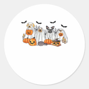 Dogs in Ghost Costumes Halloween Classic T-Shirt Classic Round Sticker