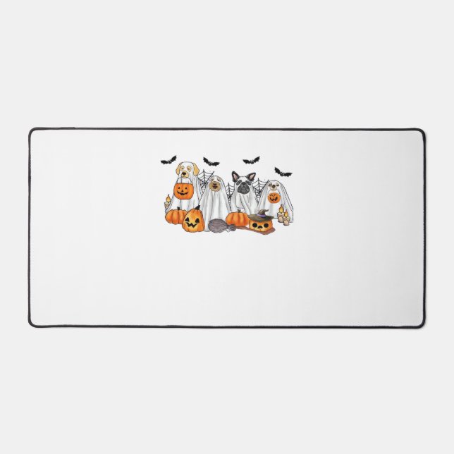 Dogs in Ghost Costumes Halloween Classic T-Shirt Desk Mat (Front)