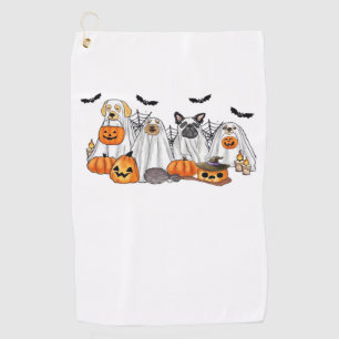Dogs in Ghost Costumes Halloween Classic T-Shirt Golf Towel
