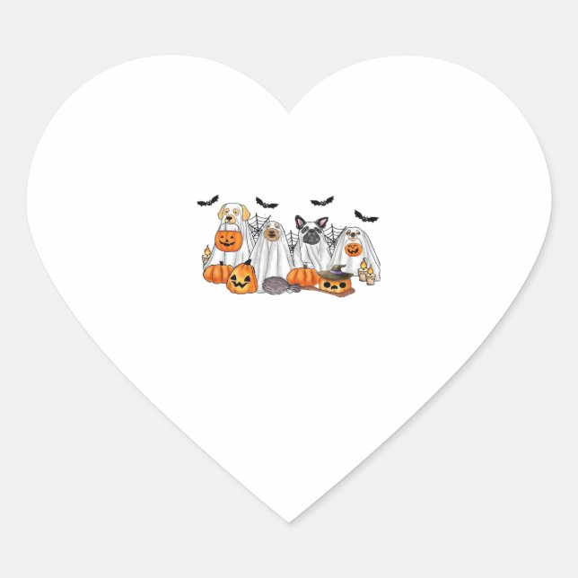 Dogs in Ghost Costumes Halloween Classic T-Shirt Heart Sticker (Front)