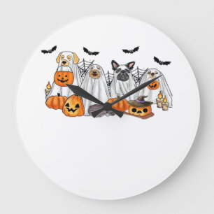 Dogs in Ghost Costumes Halloween Classic T-Shirt Large Clock