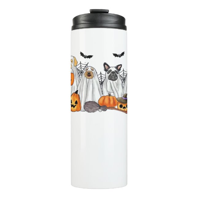 Dogs in Ghost Costumes Halloween Classic T-Shirt Thermal Tumbler (Front)