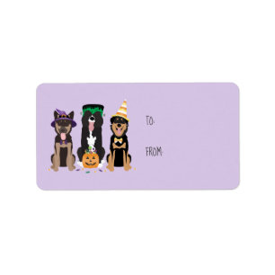Dogs In Halloween Costumes Label