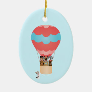 Dogs In Hot Air Balloon Ceramic Tree Decoration