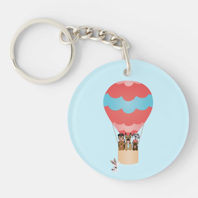 Dogs In Hot Air Balloon Key Ring (Front)