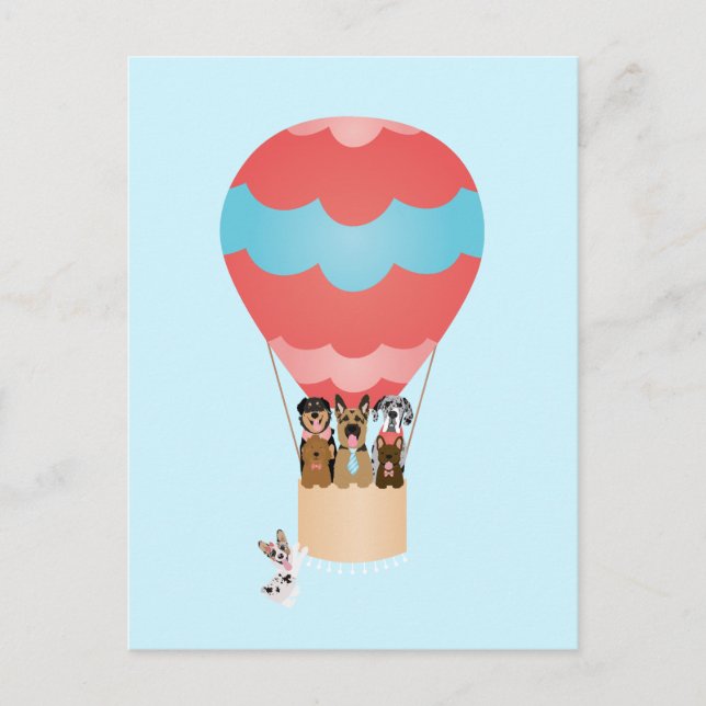 Dogs In Hot Air Balloon Postcard (Front)