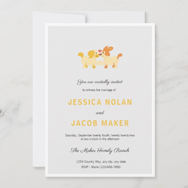 Dogs in Love Wedding Invitation (Front)
