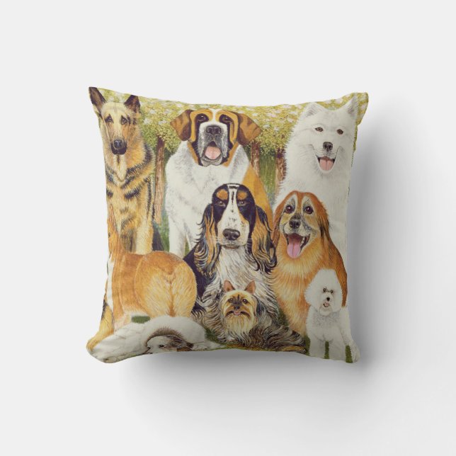 Dogs in May Cushion (Front)