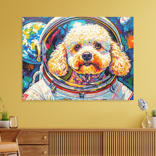 DOGS IN SPACE-POODLE 20 CANVAS PRINT (Insitu(LivingRoom))