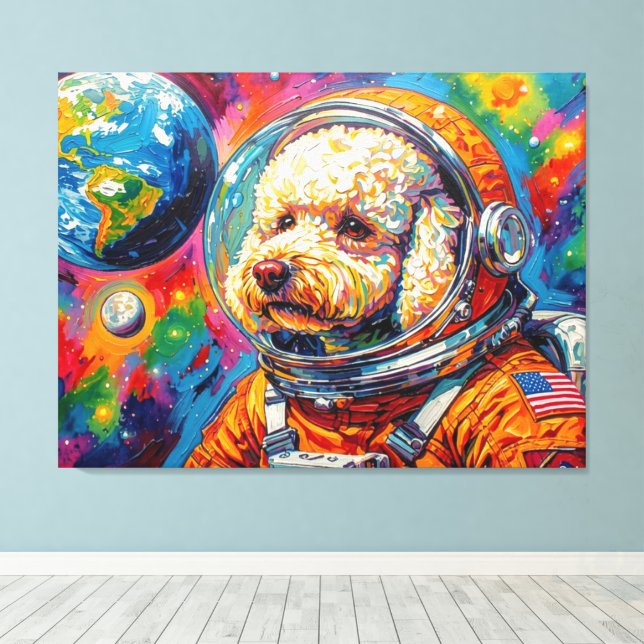 DOGS IN SPACE-POODLE CANVAS PRINT (Insitu(Wood Floor))