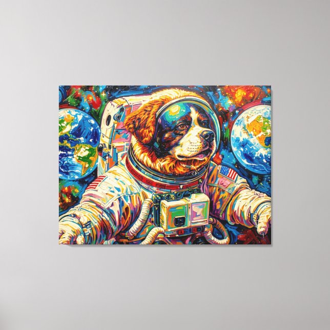 DOGS IN SPACE-ST BERNARD CANVAS PRINT (Front)