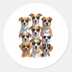 Dogs in sunglasses Paws Hydrated Classic Round Sticker