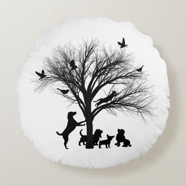 Dogs in the Park Round Cushion (Front)