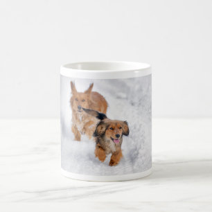 Dogs in the snow coffee mug