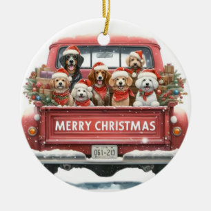 DOGS IN TRUCK Ornament